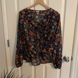 Mossimo floral sheer blouse, size L